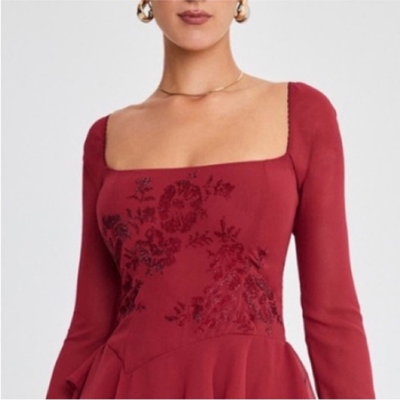 NEW House of CB Mistress Rocks Ruby Crystallised Hanky Hem Dress Medium - Picture 12 of 17